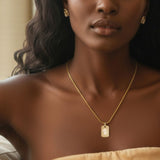 Adinkra CZ Mini Tag Necklace