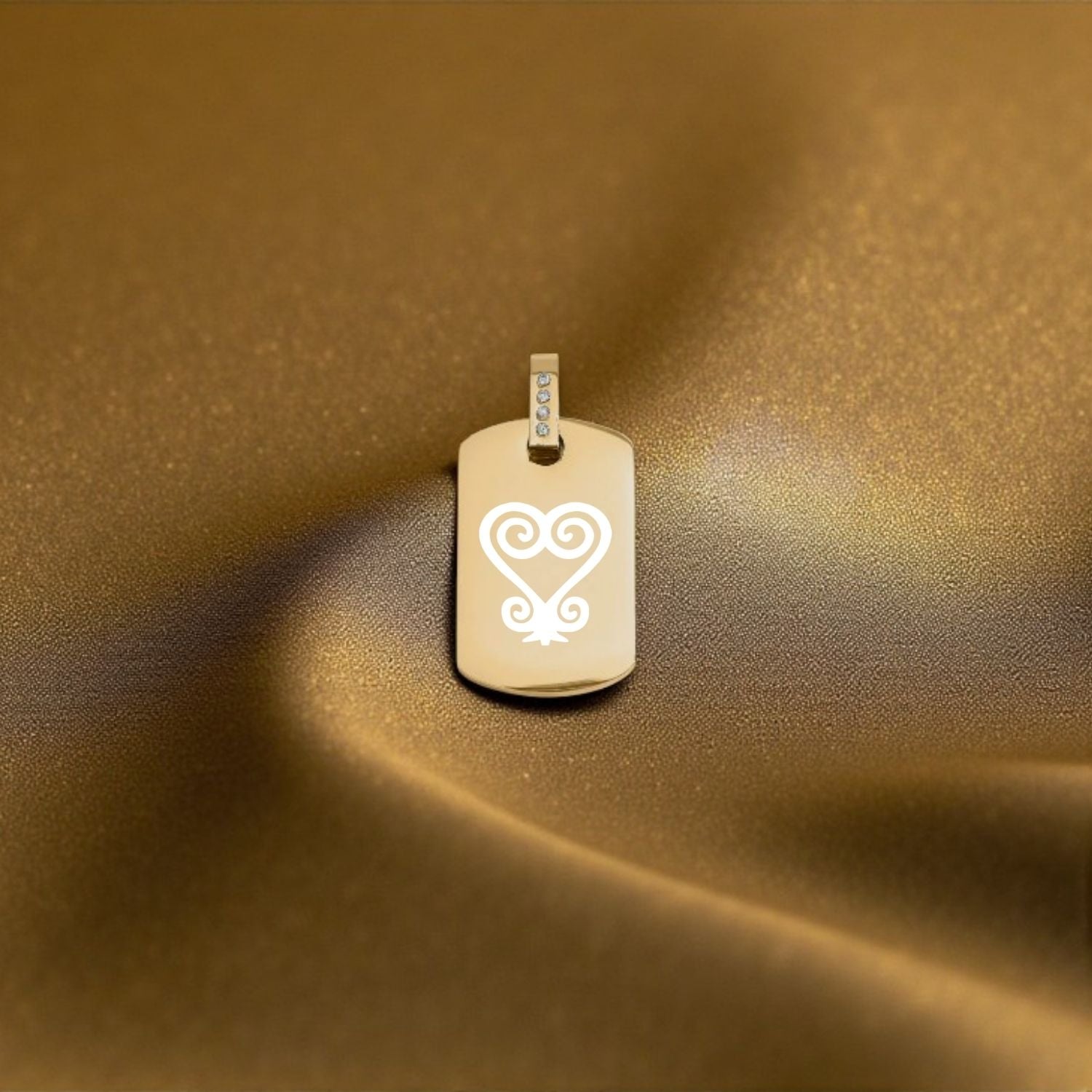 Adinkra CZ Mini Tag Necklace