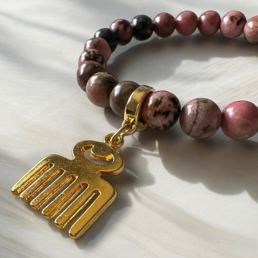 Beauty, Harmony & Self-Care- Rhodonite Gemstone Bracelet