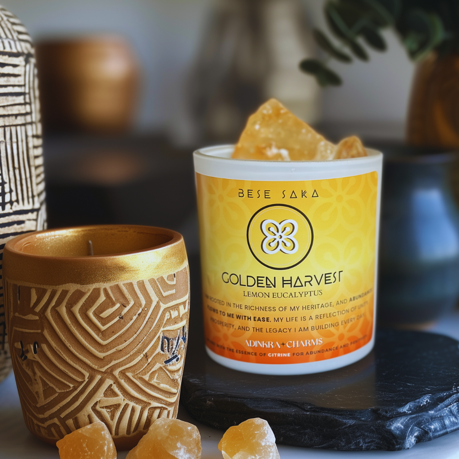 Golden Harvest Crystal Meditation Candle