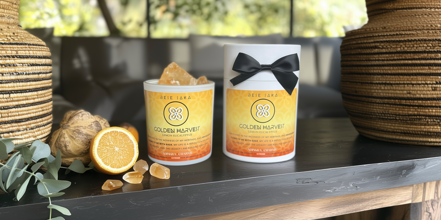 Golden Harvest Crystal Meditation Candle